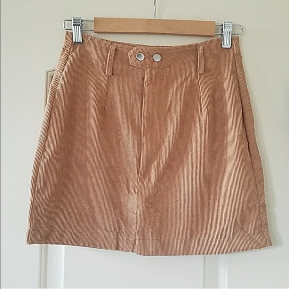 Urban Outfitters Dresses & Skirts - Tan Corduroy Button ZIp Up Mini Skirt
